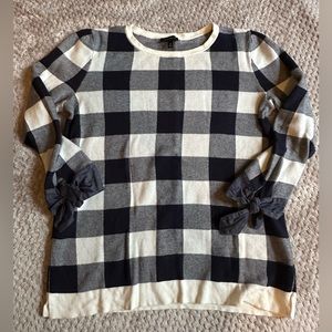 Talbots Gingham Tie Sleeve Sweater